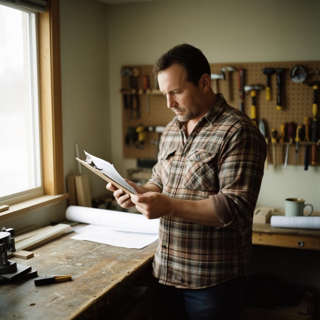 Owner-operator reviewing plans at the workbench