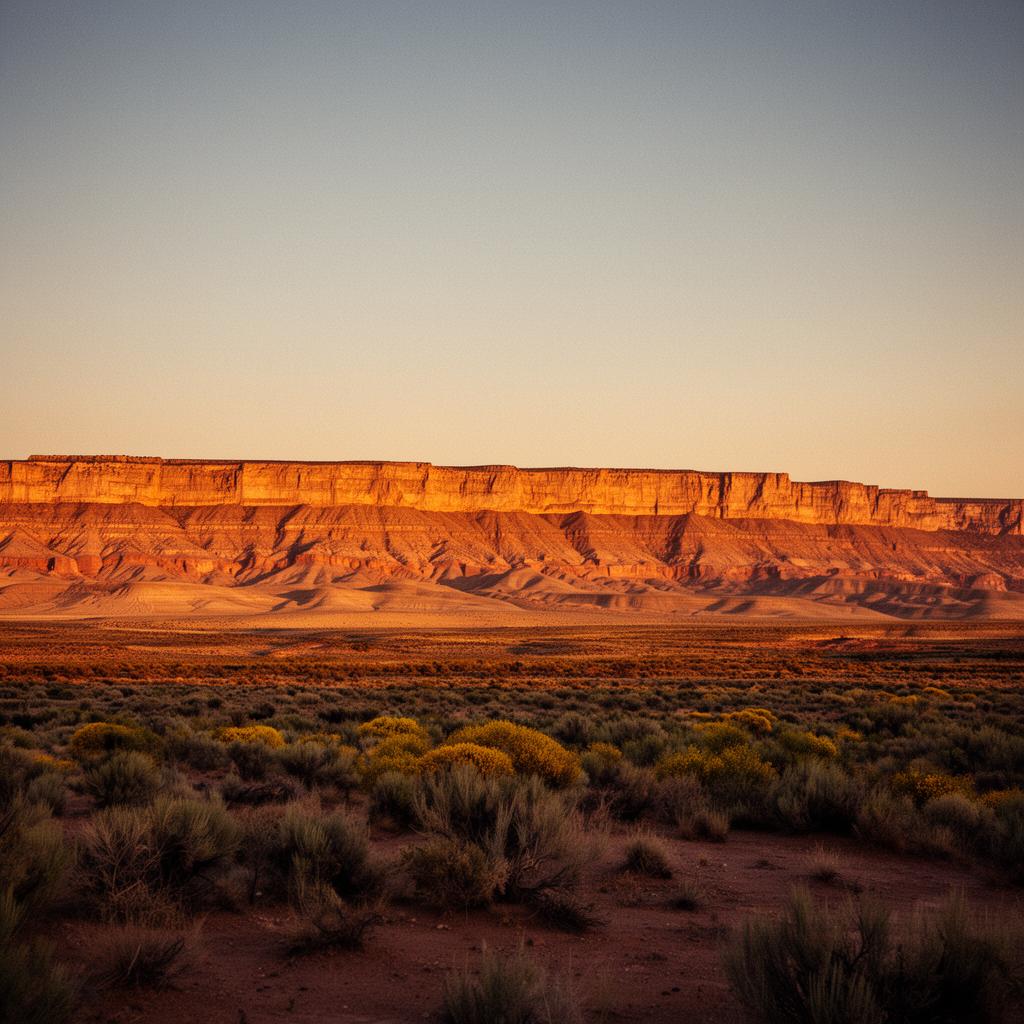 Bookcliffs escarpment at golden hour, north of Grand Junction